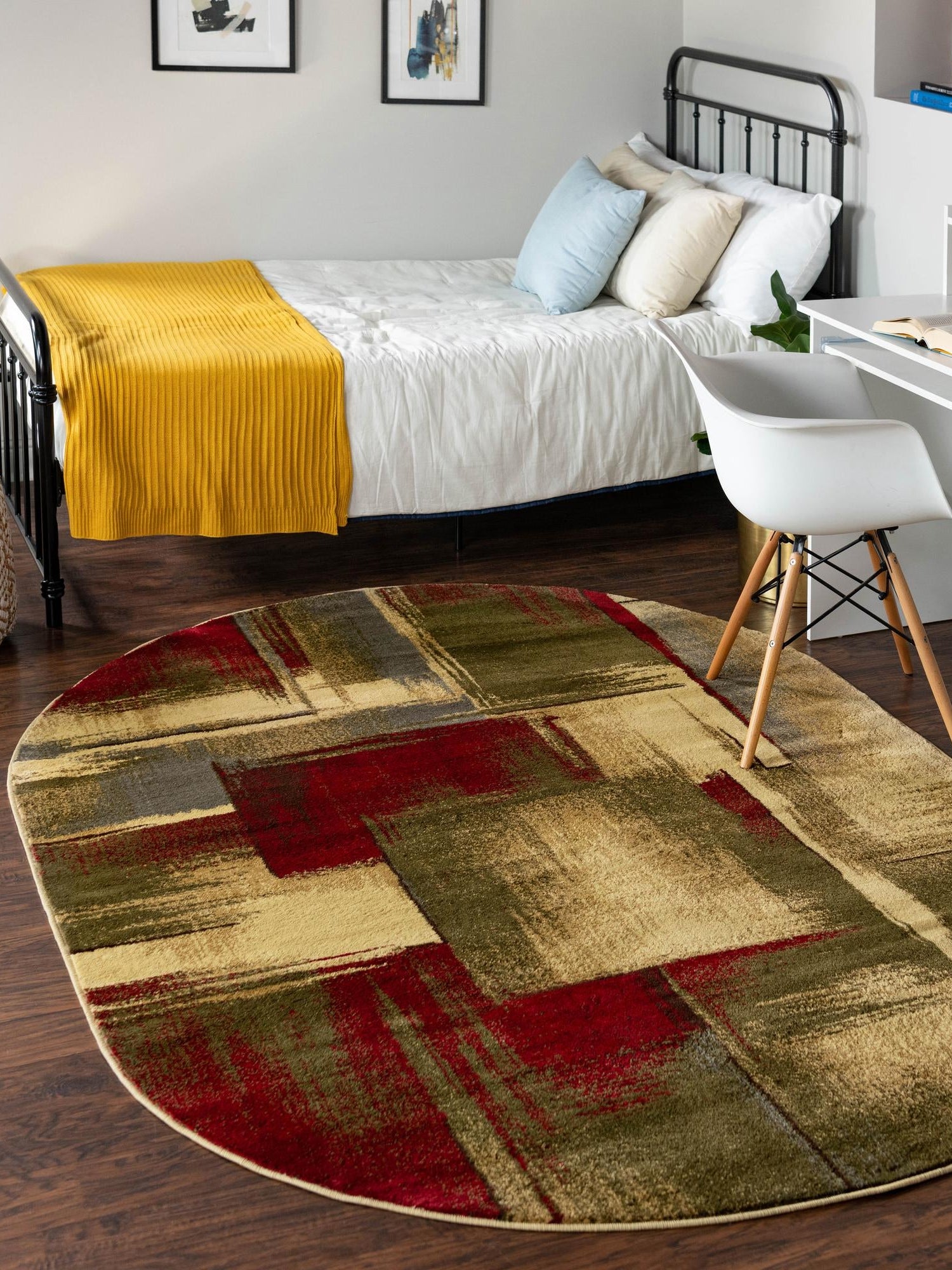 Multicolor 4' 1 x 6' 1 Barista Oval Area Rug 100% Polypropylene Abstract Modern Geometric Carpet for Living Room Dining Office Dorm Room Decor for Sale at Rug Engine