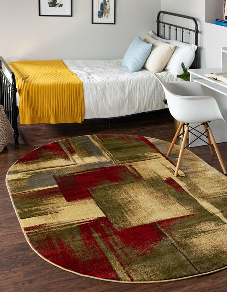 Multicolor 6' 1 x 9' Barista Oval Area Rug 100% Polypropylene Abstract Modern Geometric Carpet for Living Room Dining Office Dorm Room Decor for Sale at Rug Engine