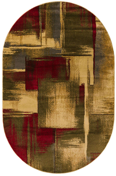 Multicolor 5' 3 x 8' Barista Oval Area Rug 100% Polypropylene Abstract Modern Geometric Carpet for Living Room Dining Office Dorm Room Decor for Sale at Rug Engine
