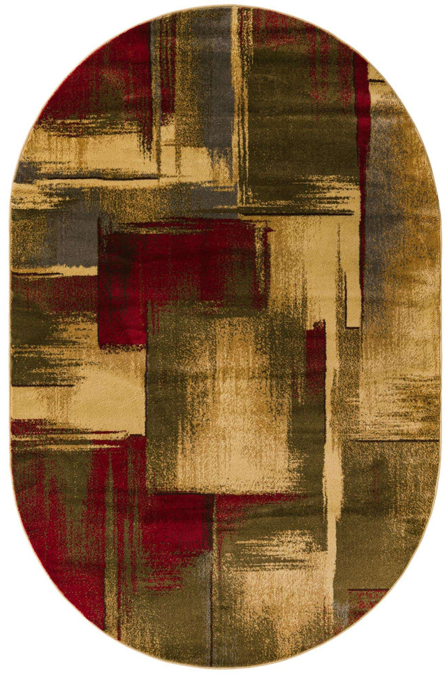 Multicolor 5' 3 x 8' Barista Oval Area Rug 100% Polypropylene Abstract Modern Geometric Carpet for Living Room Dining Office Dorm Room Decor for Sale at Rug Engine