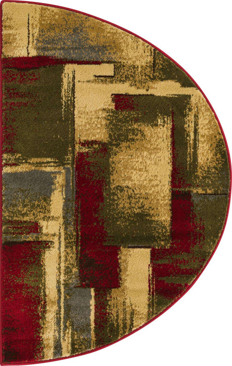 Multicolor 2' 7 x 4' 1 Barista Hearth Half-Round Semicircle Area Rug 100% Polypropylene Abstract Modern Geometric Carpet for Living Room Dining Office Dorm Room Decor for Sale at Rug Engine