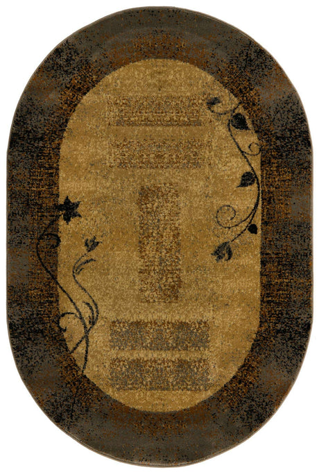 Beige 4' 1 x 6' 1 Barista Oval Area Rug 100% Polypropylene Abstract Modern Geometric Carpet for Living Room Dining Office Dorm Room Decor for Sale at Rug Engine