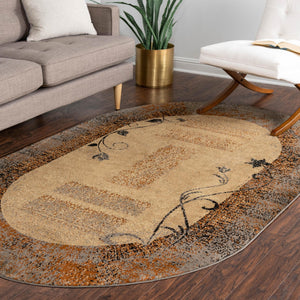 Beige 7' 10 x 10' Barista Oval Area Rug 100% Polypropylene Abstract Modern Geometric Carpet for Living Room Dining Office Dorm Room Decor for Sale at Rug Engine