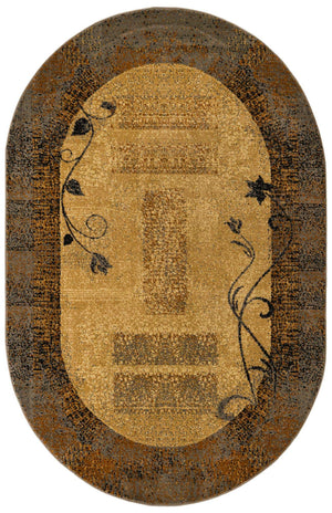 Beige 5' 3 x 8' Barista Oval Area Rug 100% Polypropylene Abstract Modern Geometric Carpet for Living Room Dining Office Dorm Room Decor for Sale at Rug Engine