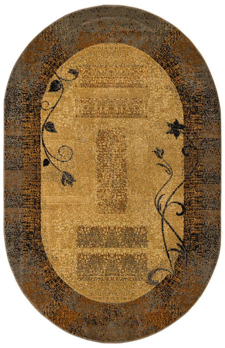 Beige 5' 3 x 8' Barista Oval Area Rug 100% Polypropylene Abstract Modern Geometric Carpet for Living Room Dining Office Dorm Room Decor for Sale at Rug Engine