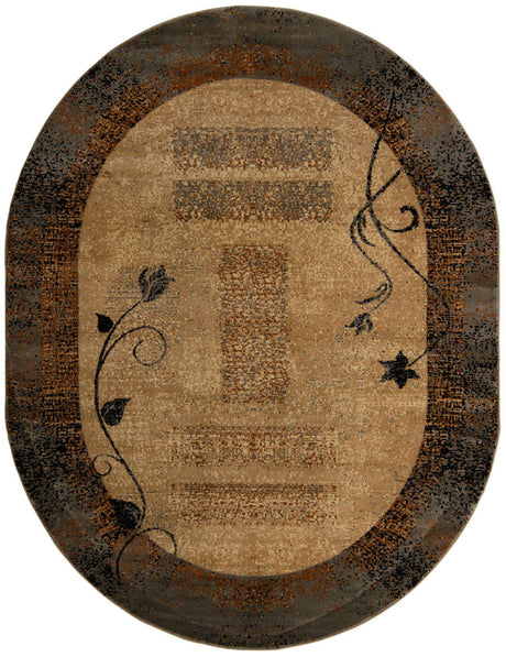 Beige 7' 10 x 10' Barista Oval Area Rug 100% Polypropylene Abstract Modern Geometric Carpet for Living Room Dining Office Dorm Room Decor for Sale at Rug Engine