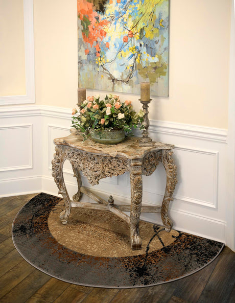 Beige 2' 7 x 4' 1 Barista Hearth Half-Round Semicircle Area Rug 100% Polypropylene Abstract Modern Geometric Carpet for Living Room Dining Office Dorm Room Decor for Sale at Rug Engine