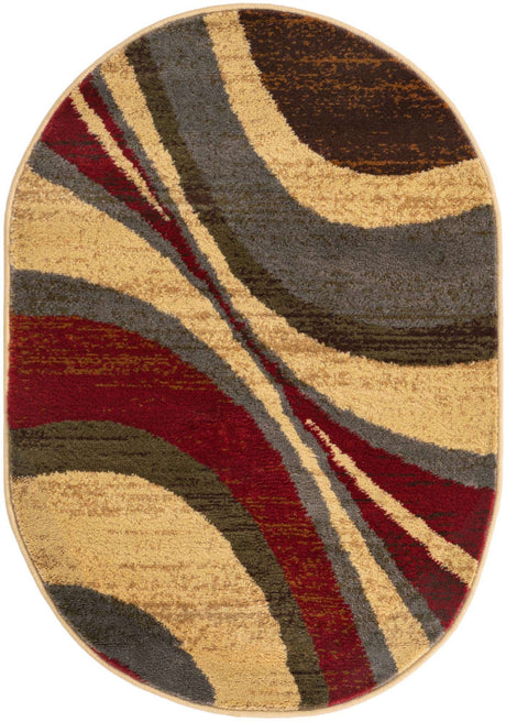 Beige 2' x 3' 1 Barista Oval Area Rug 100% Polypropylene Abstract Modern Geometric Carpet for Living Room Dining Office Dorm Room Decor for Sale at Rug Engine