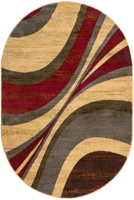 Beige 4' 1 x 6' 1 Barista Oval Area Rug 100% Polypropylene Abstract Modern Geometric Carpet for Living Room Dining Office Dorm Room Decor for Sale at Rug Engine