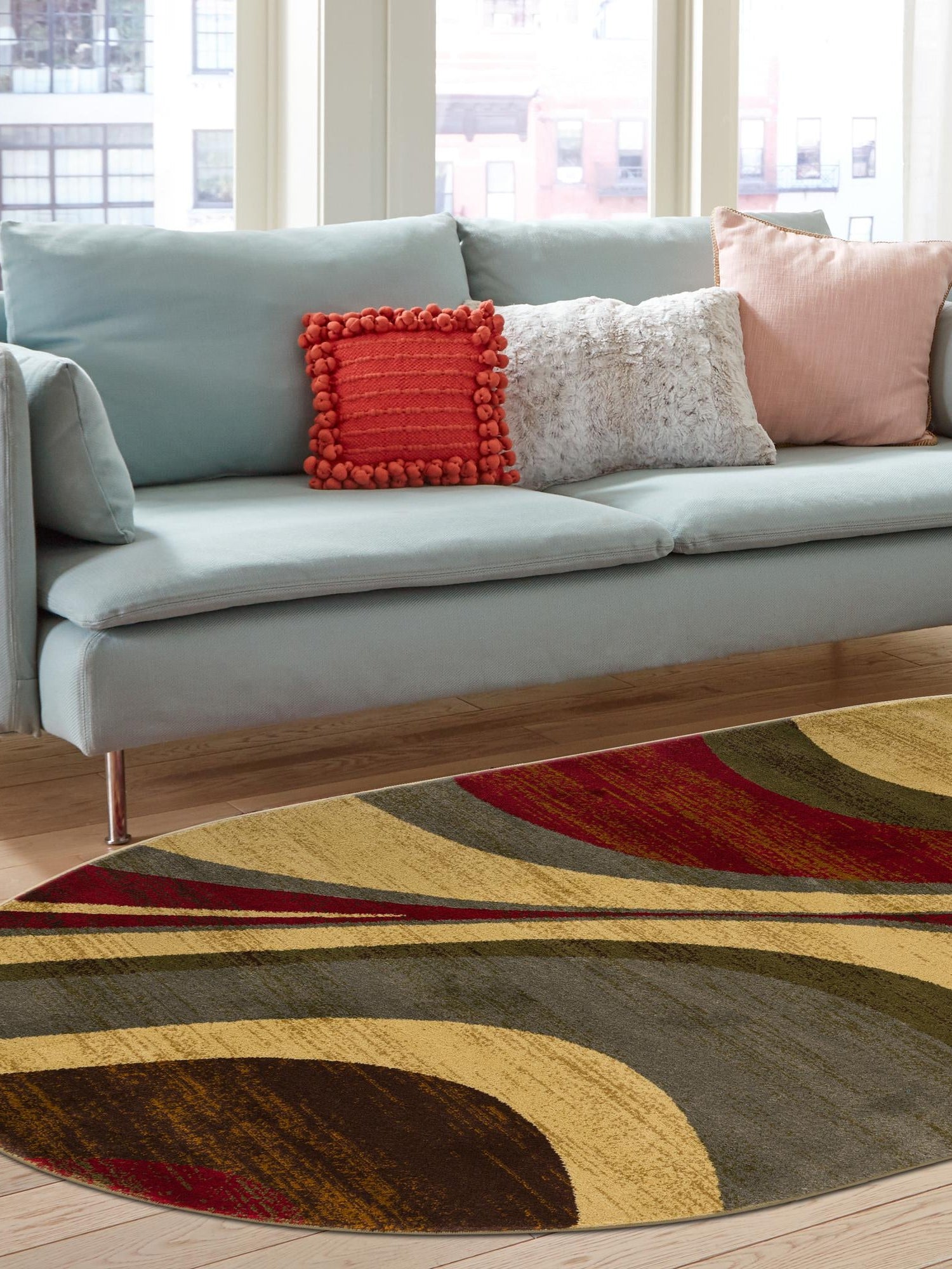 Beige 5' 3 x 8' Barista Oval Area Rug 100% Polypropylene Abstract Modern Geometric Carpet for Living Room Dining Office Dorm Room Decor for Sale at Rug Engine