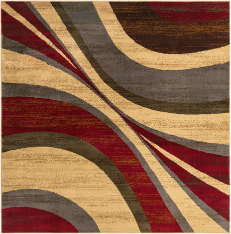 Beige 7' 1 x 7' 1 Barista Square Area Rug 100% Polypropylene Abstract Modern Geometric Carpet for Living Room Dining Office Dorm Room Decor for Sale at Rug Engine