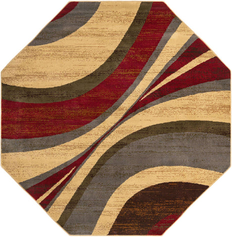 Beige 7' 1 x 7' 1 Barista Octagon Area Rug 100% Polypropylene Abstract Modern Geometric Carpet for Living Room Dining Office Dorm Room Decor for Sale at Rug Engine