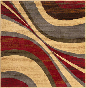 Beige 6' 1 x 6' 1 Barista Square Area Rug 100% Polypropylene Abstract Modern Geometric Carpet for Living Room Dining Office Dorm Room Decor for Sale at Rug Engine