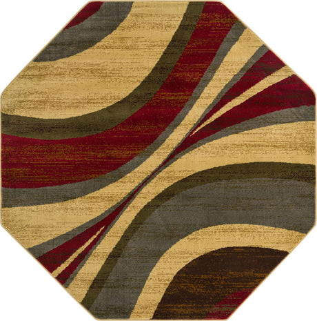 Beige 6' 1 x 6' 1 Barista Octagon Area Rug 100% Polypropylene Abstract Modern Geometric Carpet for Living Room Dining Office Dorm Room Decor for Sale at Rug Engine