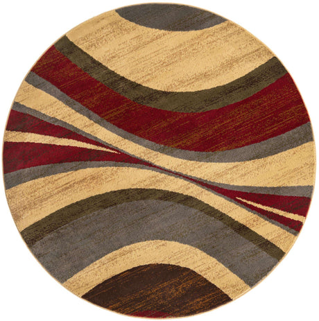 Beige 6' 1 x 6' 1 Barista Round Area Rug 100% Polypropylene Abstract Modern Geometric Carpet for Living Room Dining Office Dorm Room Decor for Sale at Rug Engine