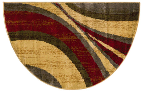 Beige 2' 7 x 4' 1 Barista Hearth Half-Round Semicircle Area Rug 100% Polypropylene Abstract Modern Geometric Carpet for Living Room Dining Office Dorm Room Decor for Sale at Rug Engine