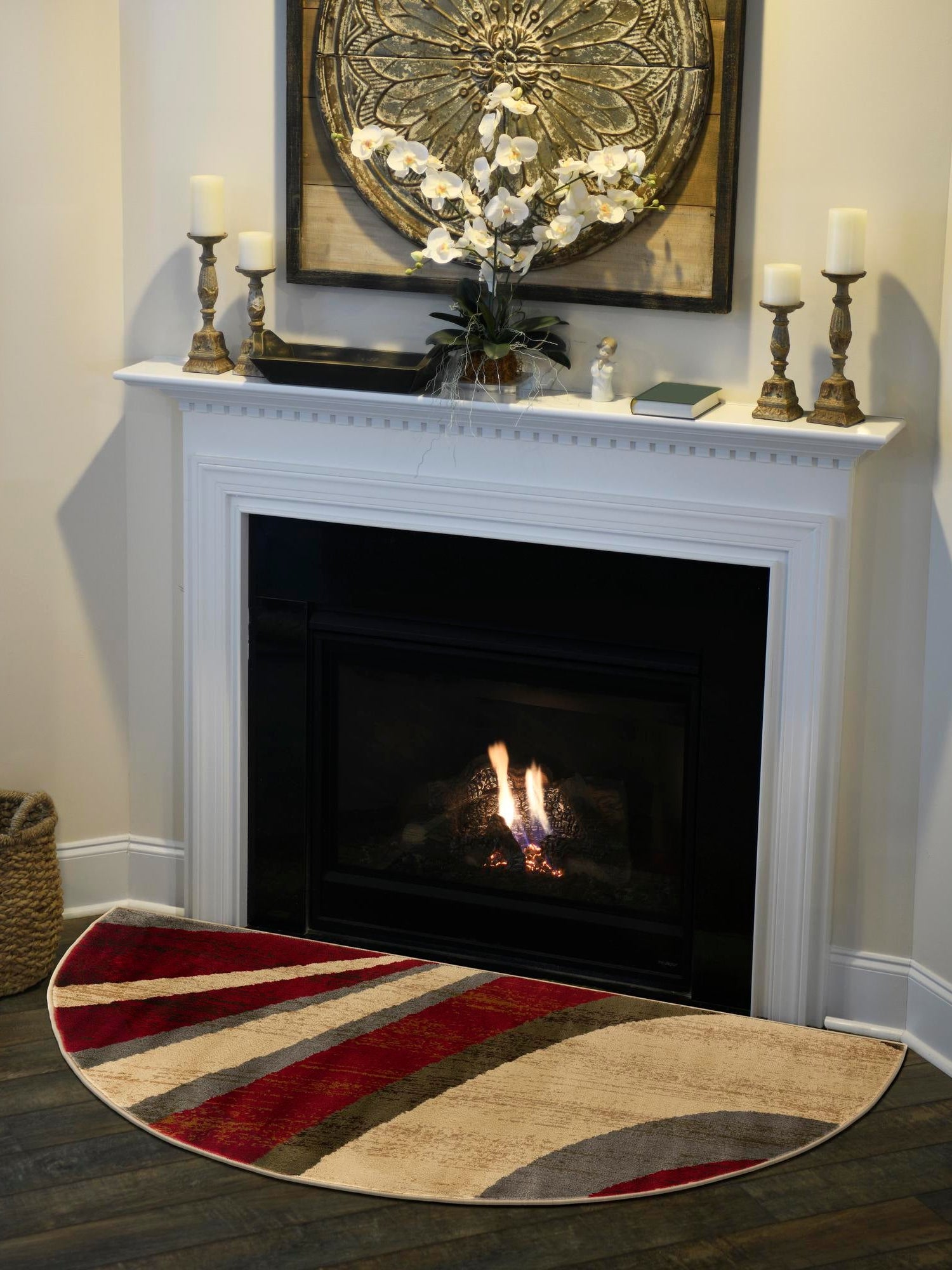 Beige 3' 1 x 6' 1 Barista Hearth Half-Round Semicircle Area Rug 100% Polypropylene Abstract Modern Geometric Carpet for Living Room Dining Office Dorm Room Decor for Sale at Rug Engine