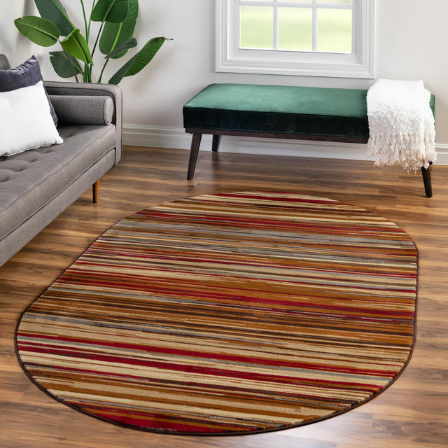 Beige 6' 1 x 9' Barista Oval Area Rug 100% Polypropylene Abstract Modern Geometric Carpet for Living Room Dining Office Dorm Room Decor for Sale at Rug Engine