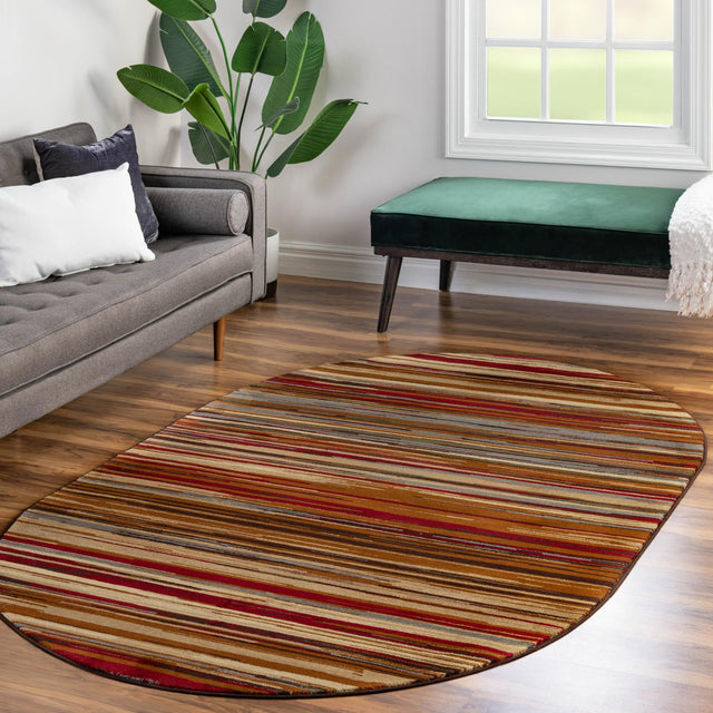 Beige 6' 1 x 9' Barista Oval Area Rug 100% Polypropylene Abstract Modern Geometric Carpet for Living Room Dining Office Dorm Room Decor for Sale at Rug Engine