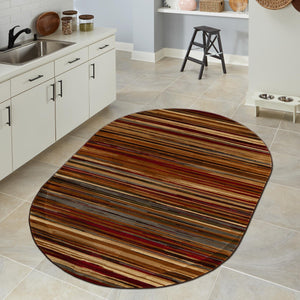 Beige 6' 1 x 9' Barista Oval Area Rug 100% Polypropylene Abstract Modern Geometric Carpet for Living Room Dining Office Dorm Room Decor for Sale at Rug Engine
