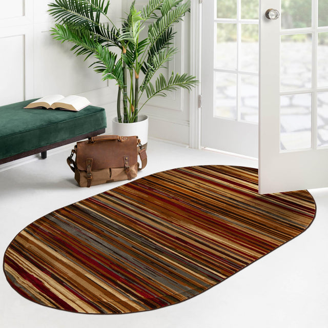 Beige 6' 1 x 9' Barista Oval Area Rug 100% Polypropylene Abstract Modern Geometric Carpet for Living Room Dining Office Dorm Room Decor for Sale at Rug Engine