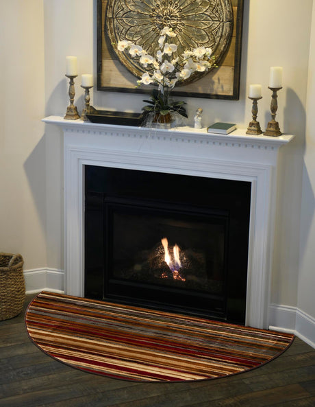 Beige 2' 7 x 4' 1 Barista Hearth Half-Round Semicircle Area Rug 100% Polypropylene Abstract Modern Geometric Carpet for Living Room Dining Office Dorm Room Decor for Sale at Rug Engine