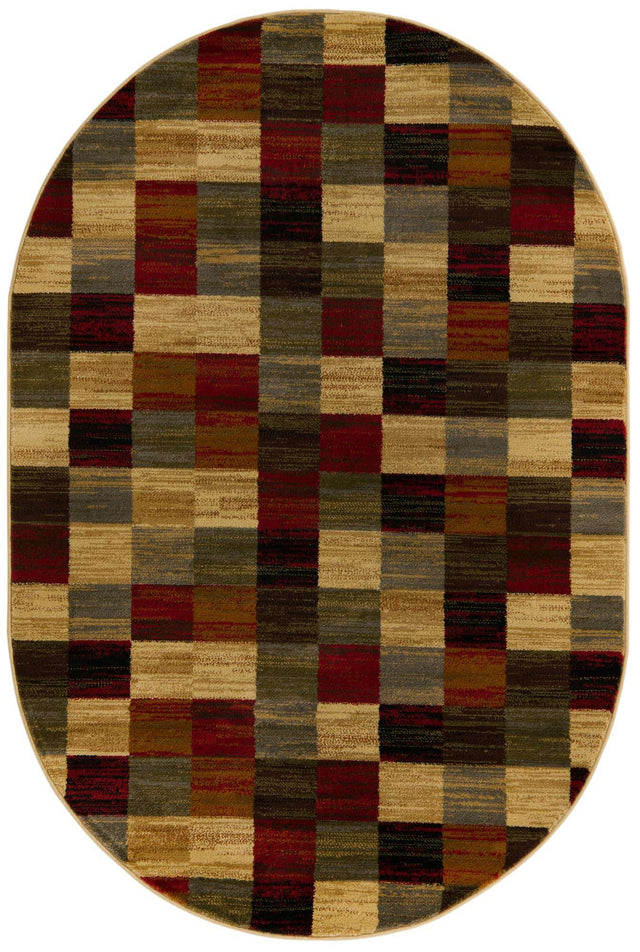 Multicolor 4' 1 x 6' 1 Barista Oval Area Rug 100% Polypropylene Abstract Modern Geometric Carpet for Living Room Dining Office Dorm Room Decor for Sale at Rug Engine