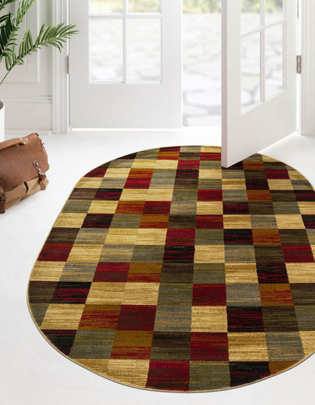 Multicolor 6' 1 x 9' Barista Oval Area Rug 100% Polypropylene Abstract Modern Geometric Carpet for Living Room Dining Office Dorm Room Decor for Sale at Rug Engine