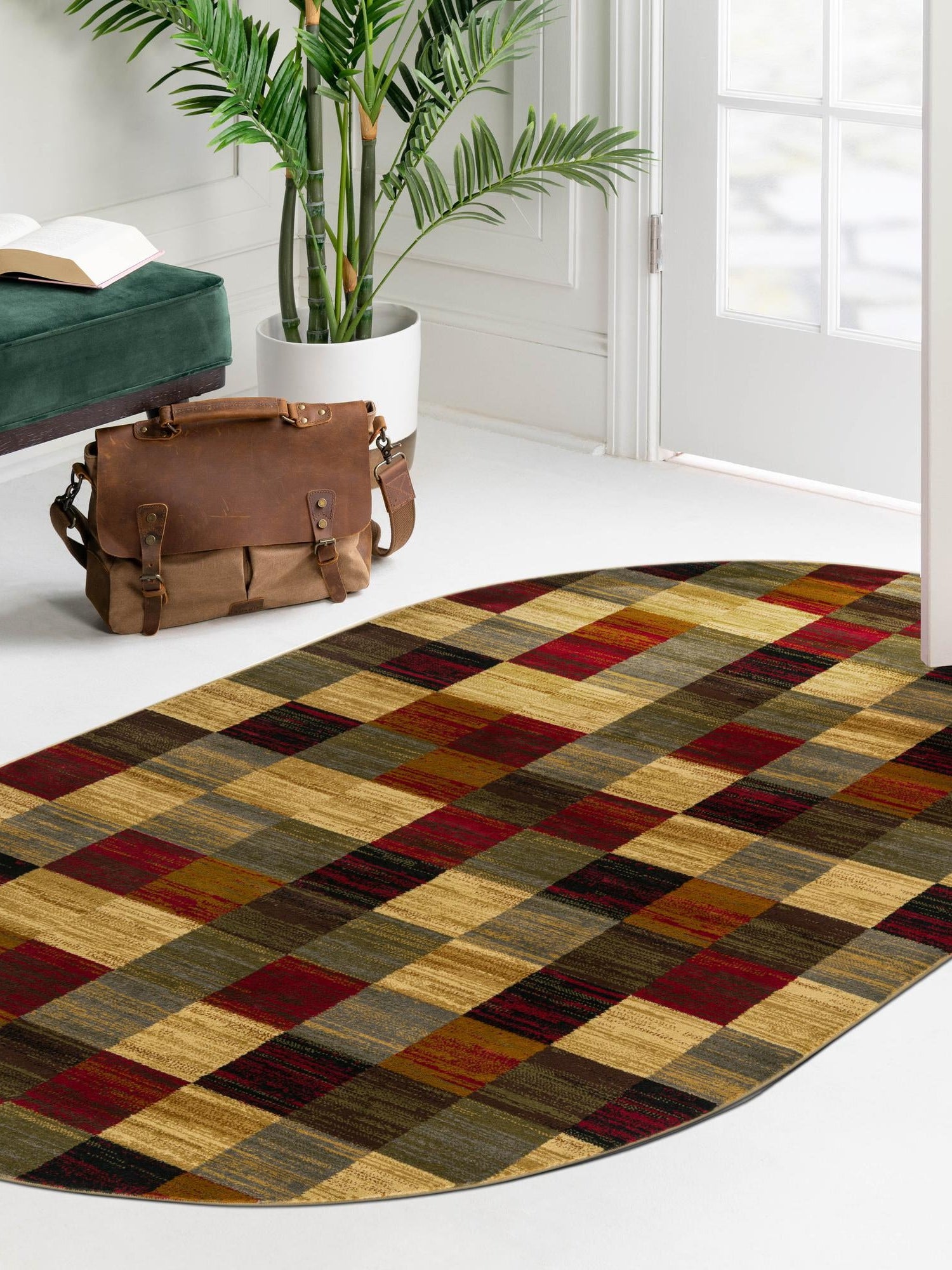 Multicolor 7' 10 x 10' Barista Oval Area Rug 100% Polypropylene Abstract Modern Geometric Carpet for Living Room Dining Office Dorm Room Decor for Sale at Rug Engine