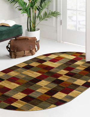 Multicolor 4' 1 x 6' 1 Barista Oval Area Rug 100% Polypropylene Abstract Modern Geometric Carpet for Living Room Dining Office Dorm Room Decor for Sale at Rug Engine