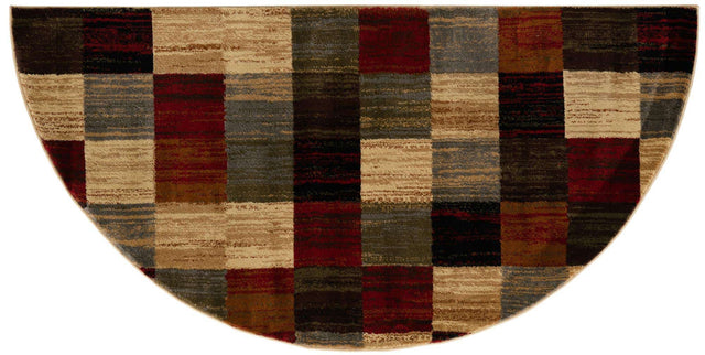 Multicolor 3' 1 x 6' 1 Barista Hearth Half-Round Semicircle Area Rug 100% Polypropylene Abstract Modern Geometric Carpet for Living Room Dining Office Dorm Room Decor for Sale at Rug Engine