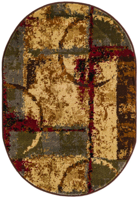 Multicolor 2' x 3' 1 Barista Oval Area Rug 100% Polypropylene Abstract Modern Geometric Carpet for Living Room Dining Office Dorm Room Decor for Sale at Rug Engine