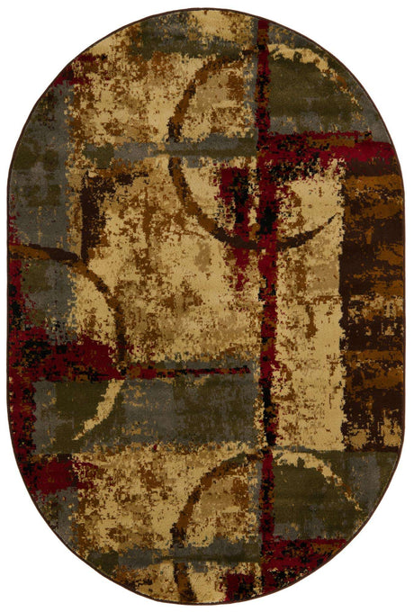 Multicolor 4' 1 x 6' 1 Barista Oval Area Rug 100% Polypropylene Abstract Modern Geometric Carpet for Living Room Dining Office Dorm Room Decor for Sale at Rug Engine