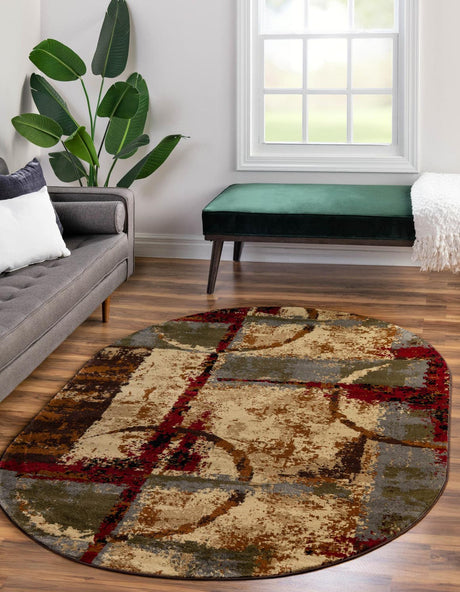 Multicolor 7' 10 x 10' Barista Oval Area Rug 100% Polypropylene Abstract Modern Geometric Carpet for Living Room Dining Office Dorm Room Decor for Sale at Rug Engine