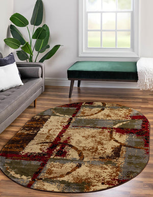 Multicolor 5' 3 x 8' Barista Oval Area Rug 100% Polypropylene Abstract Modern Geometric Carpet for Living Room Dining Office Dorm Room Decor for Sale at Rug Engine