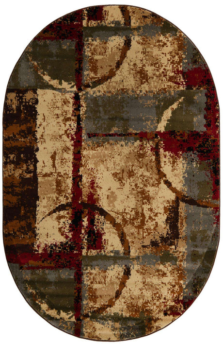 Multicolor 5' 3 x 8' Barista Oval Area Rug 100% Polypropylene Abstract Modern Geometric Carpet for Living Room Dining Office Dorm Room Decor for Sale at Rug Engine