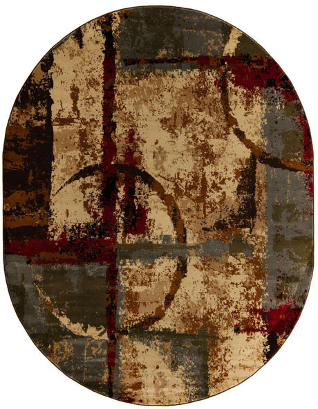 Multicolor 7' 10 x 10' Barista Oval Area Rug 100% Polypropylene Abstract Modern Geometric Carpet for Living Room Dining Office Dorm Room Decor for Sale at Rug Engine
