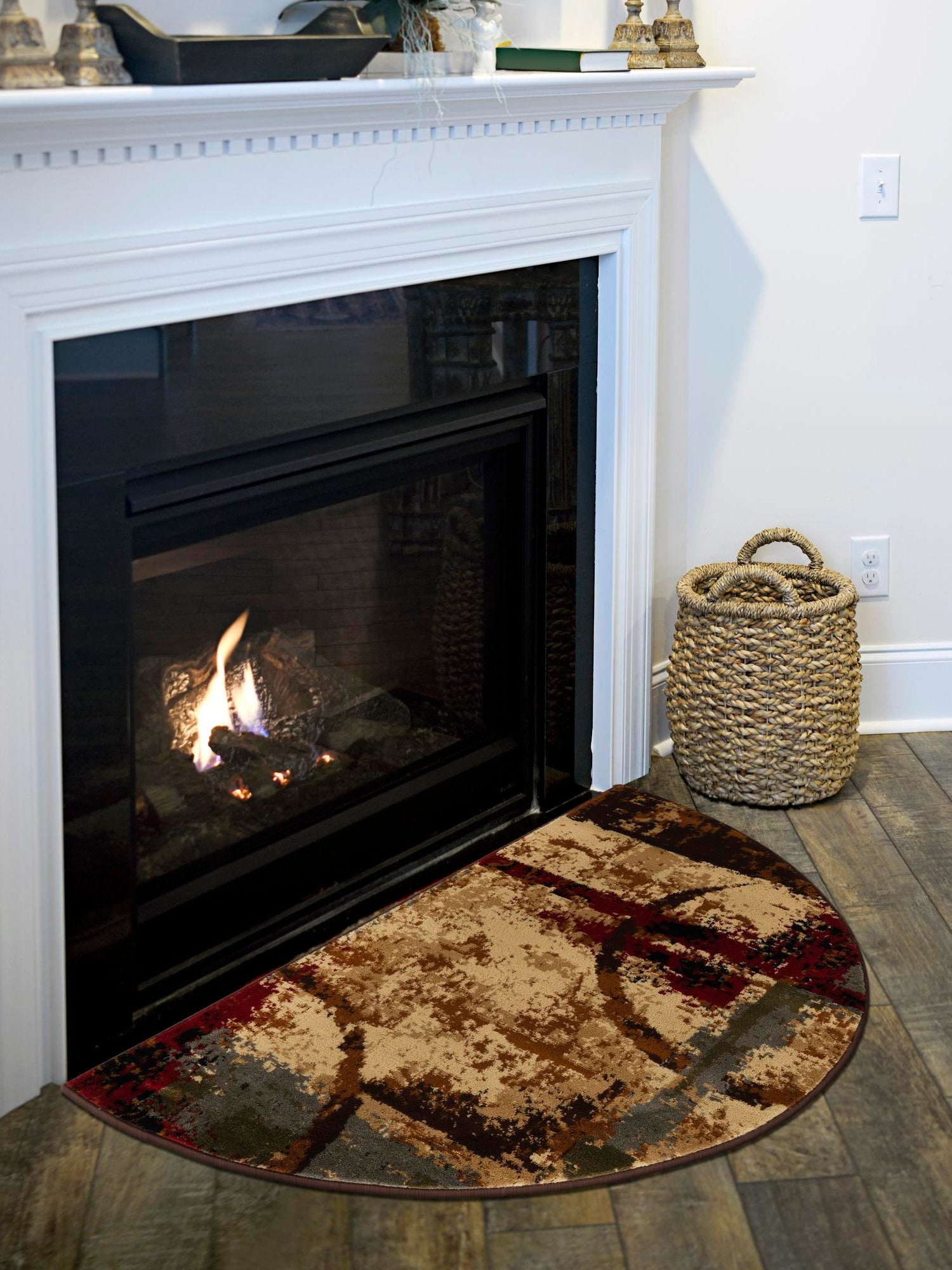 Multicolor 3' 1 x 6' 1 Barista Hearth Half-Round Semicircle Area Rug 100% Polypropylene Abstract Modern Geometric Carpet for Living Room Dining Office Dorm Room Decor for Sale at Rug Engine
