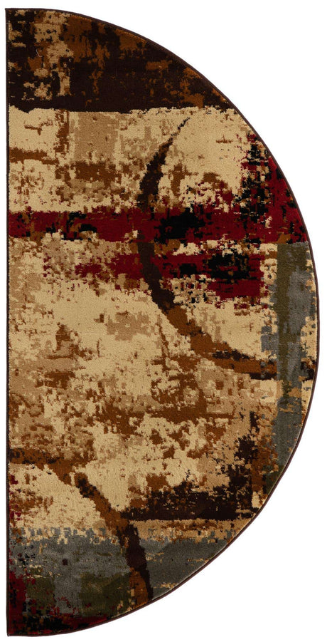 Multicolor 3' 1 x 6' 1 Barista Hearth Half-Round Semicircle Area Rug 100% Polypropylene Abstract Modern Geometric Carpet for Living Room Dining Office Dorm Room Decor for Sale at Rug Engine
