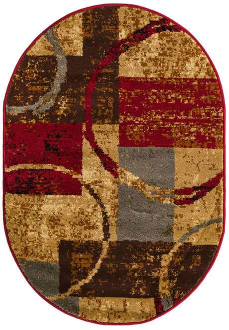 Multicolor 2' x 3' 1 Barista Oval Area Rug 100% Polypropylene Abstract Modern Geometric Carpet for Living Room Dining Office Dorm Room Decor for Sale at Rug Engine