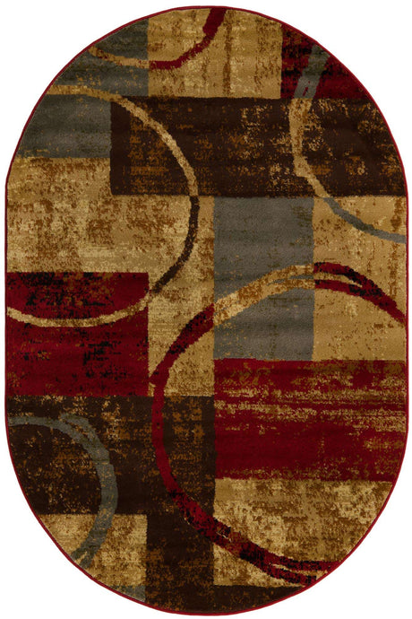 Multicolor 4' 1 x 6' 1 Barista Oval Area Rug 100% Polypropylene Abstract Modern Geometric Carpet for Living Room Dining Office Dorm Room Decor for Sale at Rug Engine