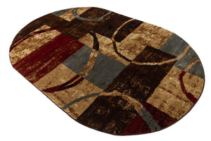 Multicolor 5' 3 x 8' Barista Oval Area Rug 100% Polypropylene Abstract Modern Geometric Carpet for Living Room Dining Office Dorm Room Decor for Sale at Rug Engine