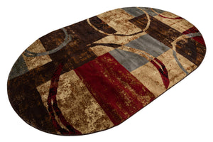 Multicolor 5' 3 x 8' Barista Oval Area Rug 100% Polypropylene Abstract Modern Geometric Carpet for Living Room Dining Office Dorm Room Decor for Sale at Rug Engine