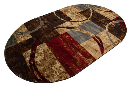 Multicolor 5' 3 x 8' Barista Oval Area Rug 100% Polypropylene Abstract Modern Geometric Carpet for Living Room Dining Office Dorm Room Decor for Sale at Rug Engine