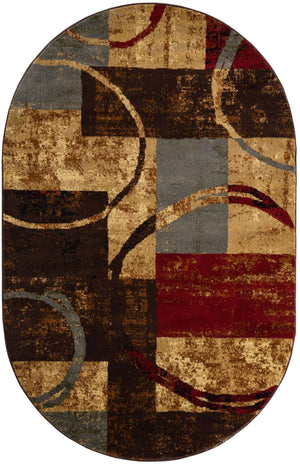 Multicolor 5' 3 x 8' Barista Oval Area Rug 100% Polypropylene Abstract Modern Geometric Carpet for Living Room Dining Office Dorm Room Decor for Sale at Rug Engine