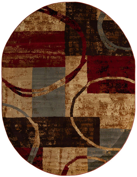 Multicolor 7' 10 x 10' Barista Oval Area Rug 100% Polypropylene Abstract Modern Geometric Carpet for Living Room Dining Office Dorm Room Decor for Sale at Rug Engine