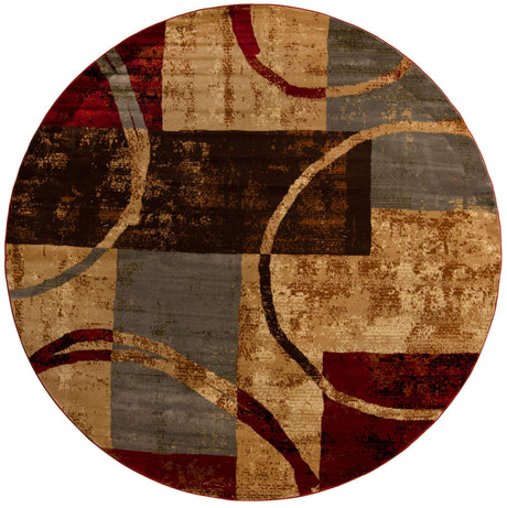 Multicolor 10' x 10' Barista Round Area Rug 100% Polypropylene Abstract Modern Geometric Carpet for Living Room Dining Office Dorm Room Decor for Sale at Rug Engine