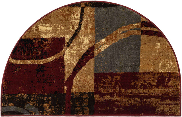 Multicolor 2' 7 x 4' 1 Barista Hearth Half-Round Semicircle Area Rug 100% Polypropylene Abstract Modern Geometric Carpet for Living Room Dining Office Dorm Room Decor for Sale at Rug Engine