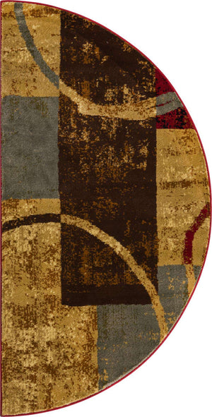 Multicolor 3' 1 x 6' 1 Barista Hearth Half-Round Semicircle Area Rug 100% Polypropylene Abstract Modern Geometric Carpet for Living Room Dining Office Dorm Room Decor for Sale at Rug Engine