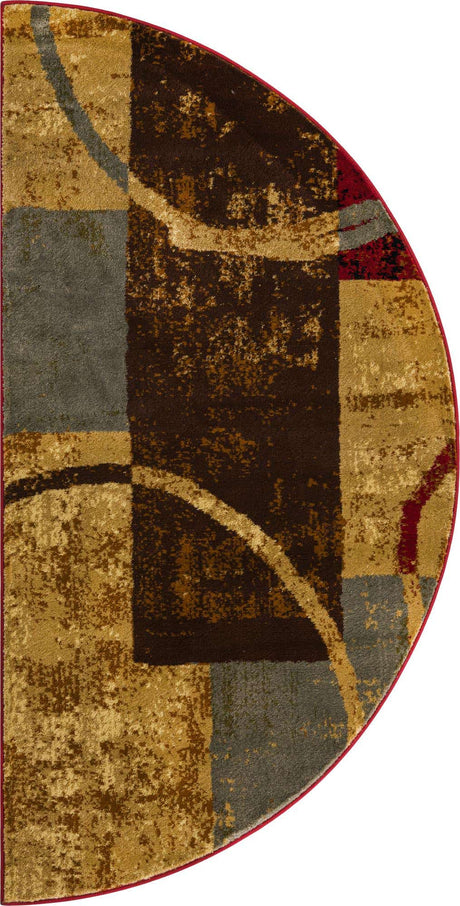 Multicolor 3' 1 x 6' 1 Barista Hearth Half-Round Semicircle Area Rug 100% Polypropylene Abstract Modern Geometric Carpet for Living Room Dining Office Dorm Room Decor for Sale at Rug Engine